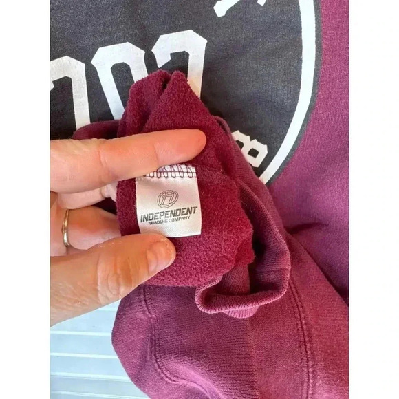 SM Double sided Independent Trading Co. Long Sleeve Shirt Maroon heavy cotton - Picture 7 of 8